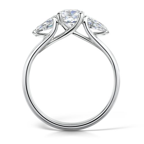 3 Stone Diamond Ring. Cushion Cut Centre stone with Pear Cut Stones on sides
