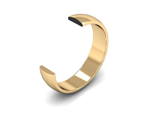 D Shaped FairTrade 18k Yellow Gold Wedding Ring Cross Cut Medium