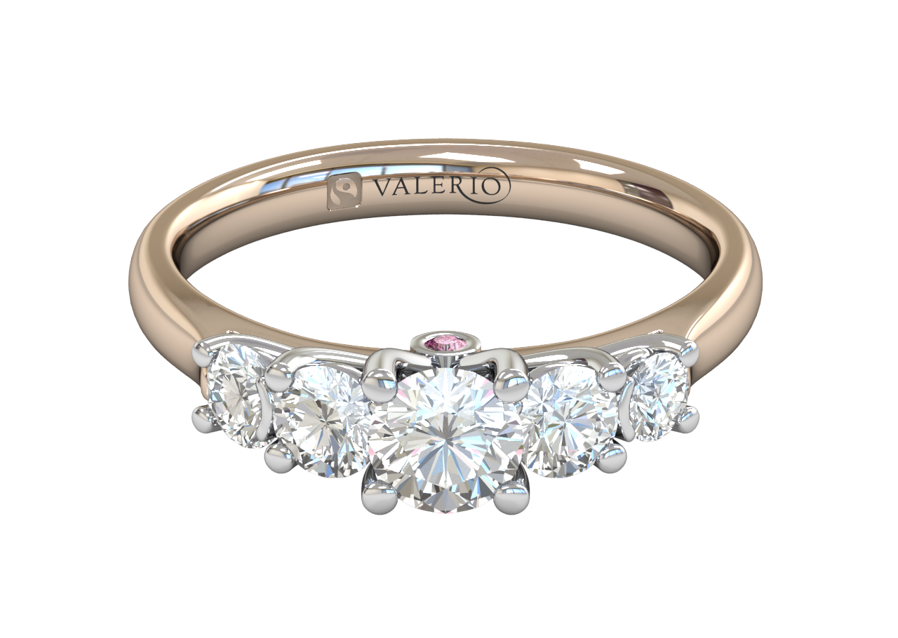 Five Stone Engagement Fairtrade 18 k Rose Gold Top