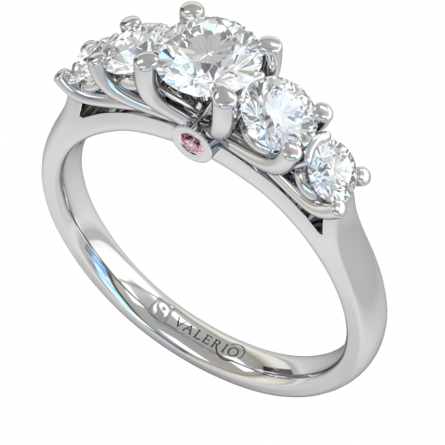 Five Stone Engagement Fairtrade 18 k White Gold