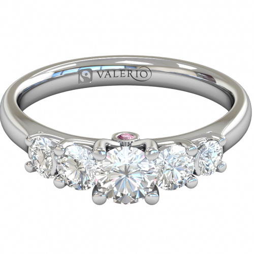 Five Stone Engagement Fairtrade 18 k White Gold Top