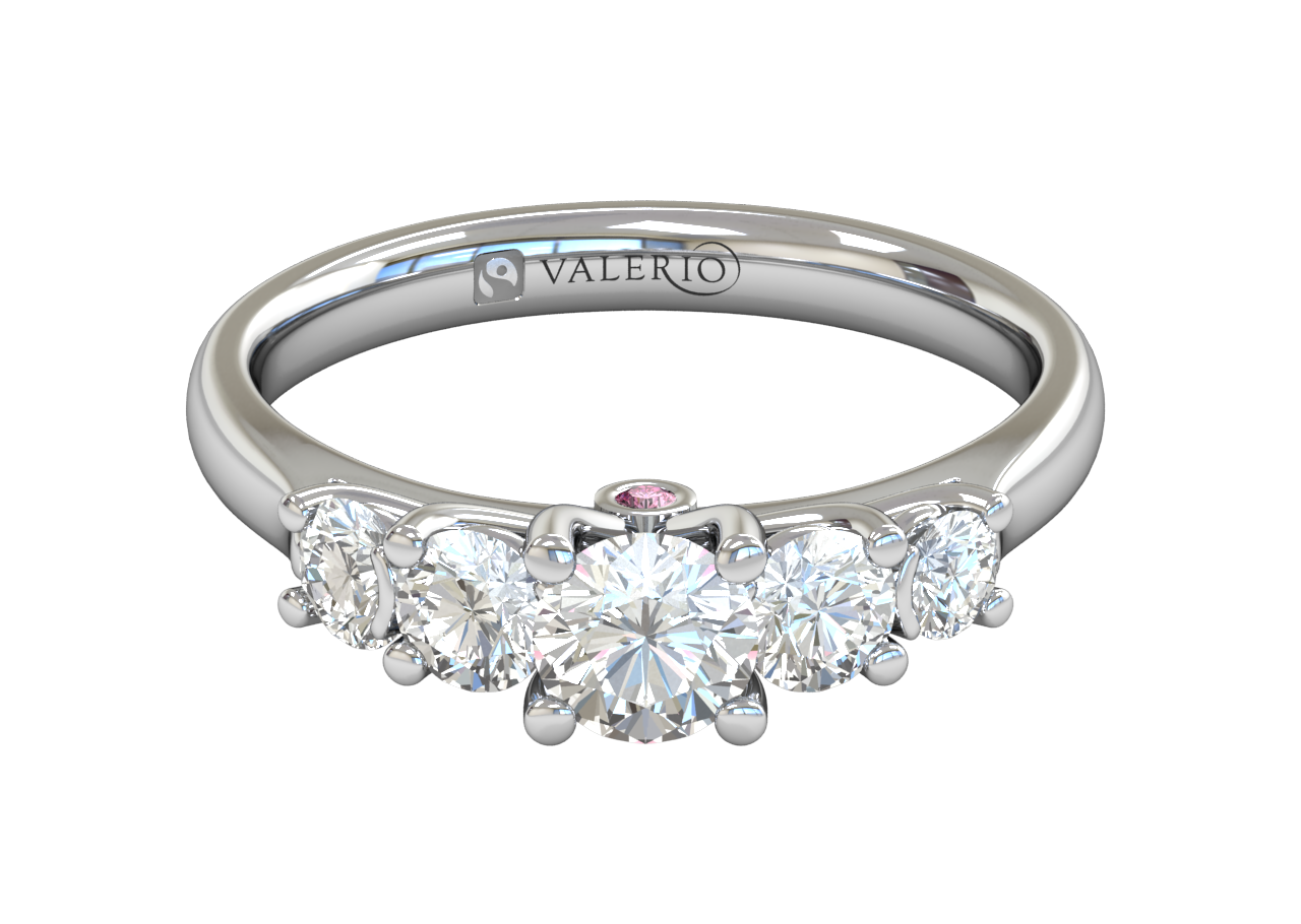 Five Stone Engagement Fairtrade 18 k White Gold Top