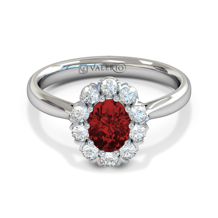 Greenland Ruby and Diamond Cluster Engagement Ring