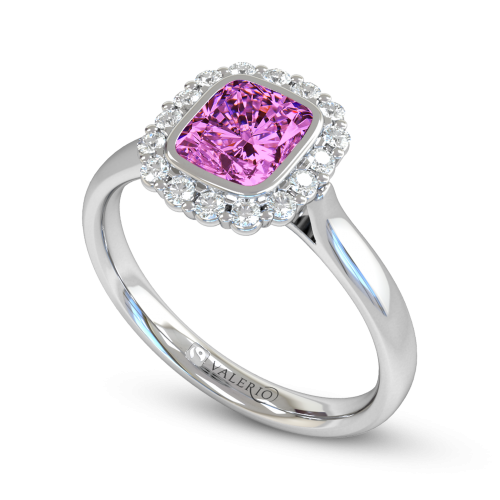 Pink Sapphire & Diamond Cluster Engagement Ring