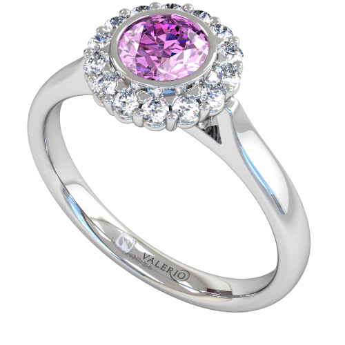 Pink Sapphire and Diamond Cluster Engagement Ring