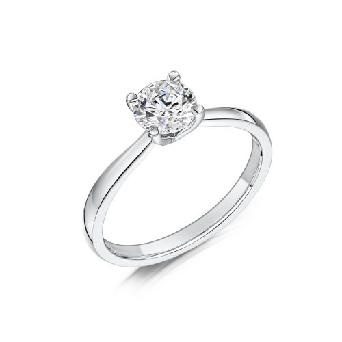 Solitaire Diamond Ring Round Brilliant Cut Four Talon Claws
