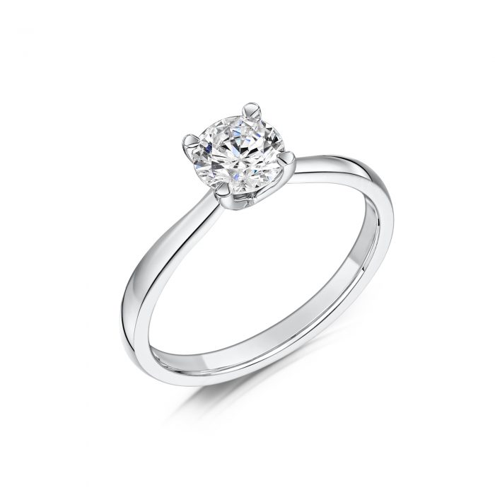 Solitaire Diamond Ring Round Brilliant Cut Four Talon Claws