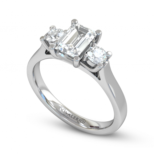 Emerald cut Diamond Trilogy Engagement Ring